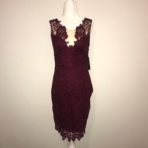 NWT Lulus Burgundy Lace Cocktail Dress